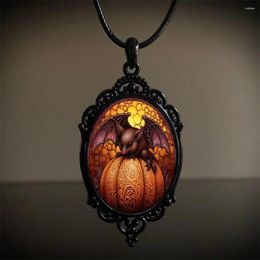 Pendant Necklaces NCEE Gothic Vampire Bat Necklace Wizard Pumpkin Mysterious Witch Hat Halloween Party Jewellery Black Rope Chain Choke