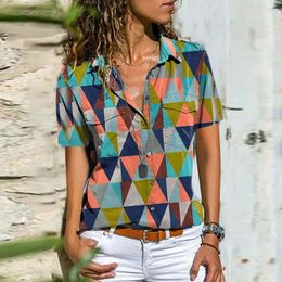 Women's Blouses Vintage Blouse Pockets Skin-friendly Comfy Printing Women Summer T-shirt