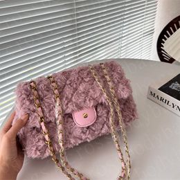 2023 new top designer shoulder bag purse handbags for women Lamb wool square bag with box Classic Designer metal chain bag Luxury Womens Plush Bag