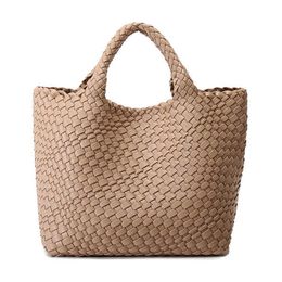 Evening Bags Handmade Woven Shoulder Bag for Women Vegan Leather Tote Bag Large Beach Travel Handbags and Purses Designer Basket B236n