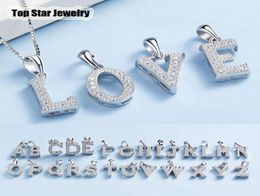 Fashion S925 Silver Jewelry Solid Microinserts CZ DIY AZ 26 English Letters Name Pendants Necklace For Women Men Family Lovers G6247549