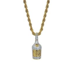 Fashion Wine Bottle Pendant Mens Hiphop Necklace Iced Out 18K Gold Plated Jewelry Bling Cubic Zirconia Summer Jewellery8871569
