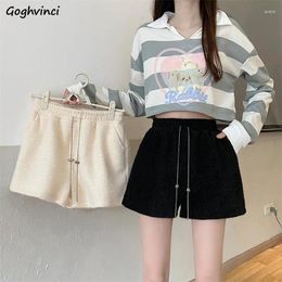 Women's Shorts High Waist Casual Women Autumn Winter Loose Ladies Wide Leg Trousers Thicker Solid Lace-up Fluffy Simple Streetwear Chic