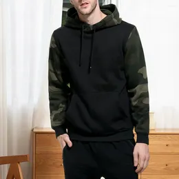 Men's Hoodies Loose Fit Hooded Sweatshirt Men Hoodie Camouflage Print With Drawstring Patch Pocket Warm Cosy Fall Winter For