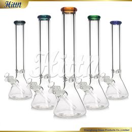 7mm Glass Beaker Bong Water Pipe 16'' Height Thickness 420 High Quality Borosilicate Hand Blown Glass Bong for Smoking No Logo