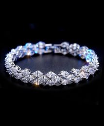 Luxury Jewelry Sparkling 18K White Gold Filled Marquise Topaz CZ Diamond Full Roma Bracelet Party Women Bracelet For Lovers01928930