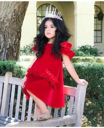 Girl Dresses Ins Girls Europe And The United States Summer Models Velvet Fashion Children Strapless Sleeves Princess Dress