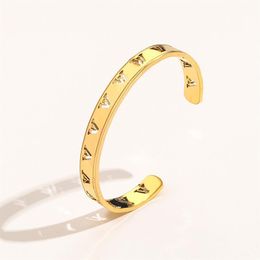 New Style Bracelets Women Bangle Luxury Designer Letter Jewelry 18K Gold Plated Stainless steel Wedding Lovers Gift Bangles Wholes246F