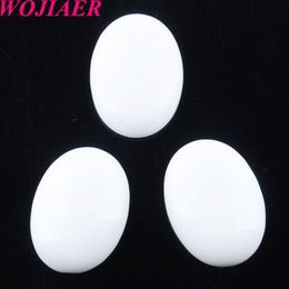 WOJIAER Natural White Jade GemStone Beads Oval Cabochon CAB No Hole 22x30x7MM For Earrings Making Jewellery Accessories U8109243I