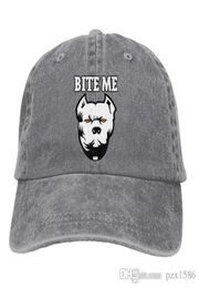 pzx Baseball Cap for Men and Women Bite ME Pitbull Mens Cotton Adjustable Jeans Cap Hat optional1166506