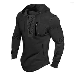 Men's Hoodies Men Hooded Top Streetwear Mid Length Hoodie With Drawstring Zipper Pockets Soft Breathable Fabric For Fall Spring