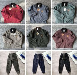 Designer mens designer jackets vintage washed canvas jacket carhart Pullover coat Lapel Neck Woollen clothes carharttlys outwear padded coats long pants YT1003