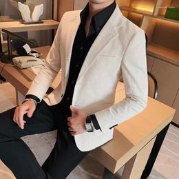 Men's Suits 2023 Fashion Business Korean Corduroy Small Suit Jacket Men Slim Casual Handsome Four Seasons Blazers
