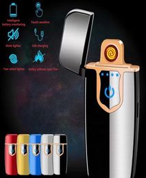 Mini Touch Sensing Lighter USB Metal Rechargeable Windproof Flameless Electric Lighters Dual Arc Electronic Usb charging lighter4280079