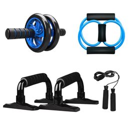 5in1 AB Wheel Kit Spring Exerciser Abdominal Press Wheel Pro with PushUP Bar Jump Rope and Knee Pad Portable Equipment1646015