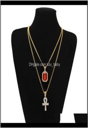 Men S Egyptian Ankh Key Of Life Necklace Set Bling Iced Out Mini Gemstone Gold Silver Chain For Women Hip Hop Jewelry Ibrgq Neck Ewxvt3932766