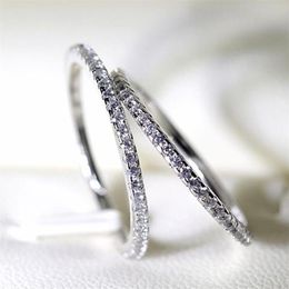One Piece 100% Original 925 Sterling Silver Slender Ring Full CZ Zircon Rings For Women Engagement Fashion Jewelry Gift Acces290t