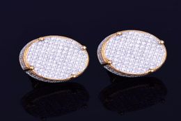 New 14mm Width Round Stud Earring for Men Women039s Ice Out CZ Stone Rock Street Gold Star Hip Hop Jewellery Three Colors7676260
