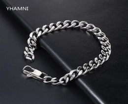 8mm Men039s Bracelets Stainless Steel Curb Cuban Link Chain Silver Colour White Gold Bracelet Men Women Jewellery Gift 1721cm HB36752417