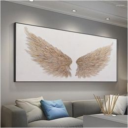 Paintings Original Hand Painted Large Pink Angel Wing Oil Painting Modern Abstract Minimalist Texture For Bedroom Wall Art Decor Dro Dhwh8