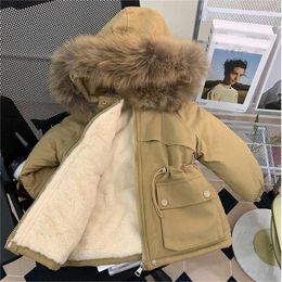 Down Coat Girls Cotton Coats Plus Velvet Warm Fashionable Winter Children Thickened Parkas 2023 And Jackets