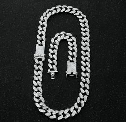 Mens 20mm Heavy Iced Out Miami Cuban Link Chain CZ Rapper Crystal Necklace Choker Bling Hip Hop Jewellery Gold Silver Colour Chains4008303