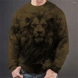 Men's T Shirts Animal T-Shirts For Men Long Sleeve Vintage Oversized Clothing 3d Printed Male Casual Tshirt O-Neck Pullover