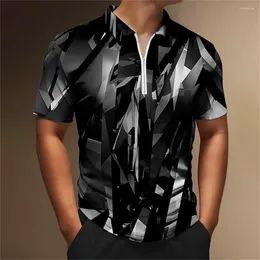 Men's Polos Man Zipper Clothing 3d Print Polo Shirts Lapel Oversized Short Sleeve Tops Summer Male T-Shirts Daily Casual Tees