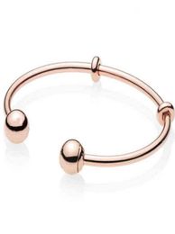 New 925 Sterling Silver Moments Rose Open Bangle with Signature Caps for Original Bracelet Bead Charm Diy Jewelry84660894965956