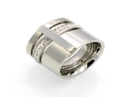Fashion Gold Silver Jewellery Stainless steel women mens wide brand Jewellery finger rings full size drop 4769826