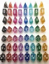 Flash Powder Polyhedral Dice Set RPG Game Sets Dices Games Dice D4 D6 D8 D12 D20 D10 09 D10 0090 7pcsset D55091300