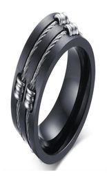 Classic Wire Cable Biker Rings For Men 316L Stainless Steel Brushed Design Boy Signet Finger Bands Hip Hop Bladed Ring Jewelry9426448