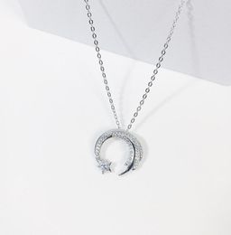 Chokers Moon Star 925 Sterling Silver Meteor Garden Slip Falling MicroInlaid Clavicle Chain Temperament Female Necklace SNE2953357807
