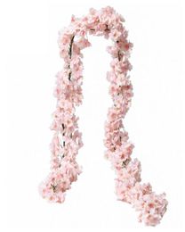 Decorative Flowers Wreaths 18m Artificial Cherry Blossom Hanging Decor Garland Fake Silk Sakura Flower Wall Decoration Ornament9779440