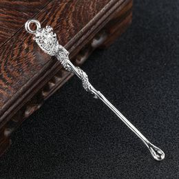 Wax Dabber Tools Jar Smoking Dab Tool Stick Ear Pick Dry Herb Titanium Nail Metal Dragon Snuff Spoon Pendant Portable Mini Powder for Sand Salt Glitter