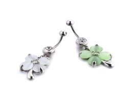 New Arrival Navel Belly Buton Ring Piercing Jewelry Stainless Steel Piercing Belly Four Leaf Clover Belly Ring For Girls4561830