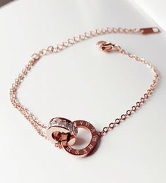 Simple Titanium Steel Roman Digital Bracelet Personality Gold Rose Gold Jewellery Girlfriends Charm Bracelets With Women Girl Bangle9853180