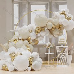 Christmas Decorations 103pcsset Beige Balloon Garland Kit Sand White Chrome Gold Latex Globos Wedding Decoration Birthday Baby Shower Party Backdrop 231213