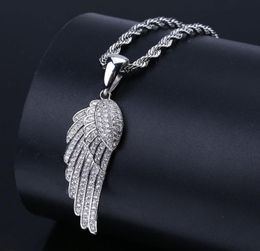 Whole States high explosive feather pendant micro plated zircon plated genuine gold men039s hiphop personality Necklace6754822