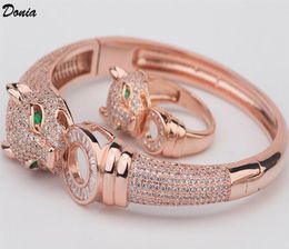 Donia jewelry luxury bangle European and American fashion exaggerated classic leopard print headband inlaid zircon bracelet ring s9737270