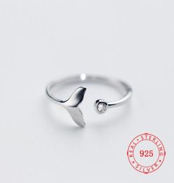 Genuine 925 Sterling Silver Adjustable Fish Tail Mermaid Love Ring for Girlfriend Wife Women Good Quality Minimalist Jewellery Finge8184970