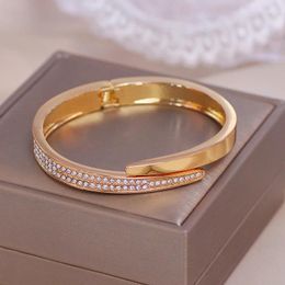 Bangle Trendy Geometry Round Bracelets & Bangles For Women Charm Crystal Rose Gold Colour Female Jewellery Accessory