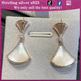 925 sterling silver shell fan earrings ladies luxury highend fashion allmatch personality Jewellery Christmas gifts 2202114508974