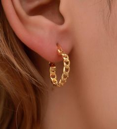 Punk Small Circle Hoop Earrings For Women Gold Silver Chain Statement Earrings Jewellery Metal Geometric Fashion Earring Whole8095347