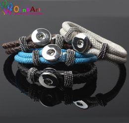 OlingArt 1pcsLot 4color PU Leather Charm Bracelets For Women Fit 18mm Partnerbeads Snaps Button Jewelry European Sweet Style Link1065109