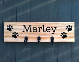 Dog Training Obedience Personalised Wooden Leash Hangers Custom Holder Pet Hook Name Sign Collar Hanger 231212