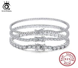ORSA JEWELS 4mm Round Cut Tennis Bracelet in 925 Sterling Silver White Gold Woman Men Bracelets Bangle Jewellery Hand Chain SB946154747
