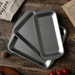 Plates Stainless Steel Serving Platters Rectangle Dinner Brushed Tray For Camping Bbq Party Buffet Appetizer Decorations