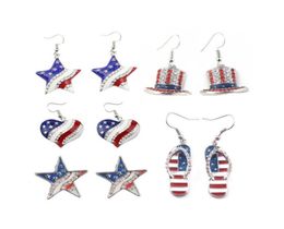 New American Flag Fashion Style Ear Hook Jewellery Women National Enamel Slippers Shape Dangle Earrings Usa Flag Earrings Gift Q5208266