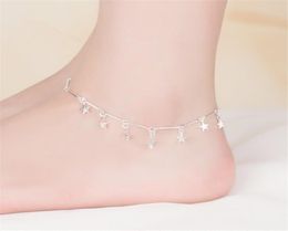 2021 KOFSAC New Fashion 925 Sterling Silver Chain Anklets For Women Party Charm Star Ankle Bracelets Foot Jewellery Cute Girl Gift H1408081